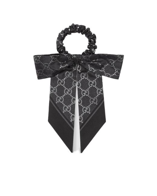 Gucci Black Printed Silk Scrunchie
