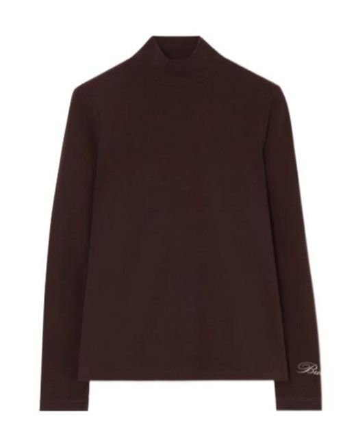 Burberry Brown Stretch Cotton Turtleneck Top