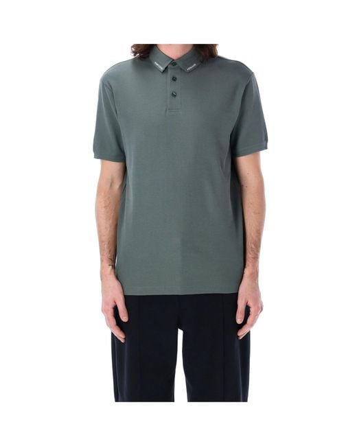 Emporio Armani Blue Piquet Polo Shirt for men