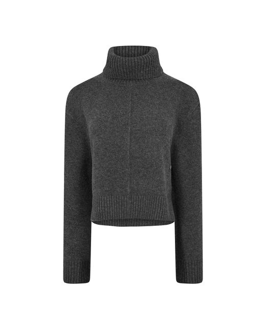 Ganni Black Slim-Fit High-Neck Knit Sweater
