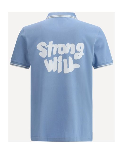 Comme des Garçons Blue Comme Des Garçons Shirt X Fred Perry Text-Printed Polo Shirt for men