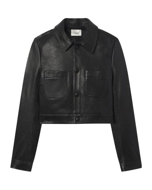 FRAME Black Cropped Button-Front Jacket