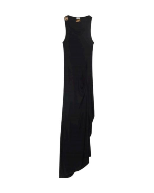 Loewe Black Anagram Plaque Asymmetric Midi Dress