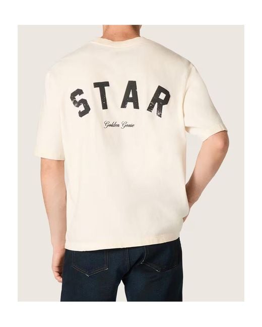 Golden Goose Deluxe Brand White Logo Printed Crewneck T-Shirt for men