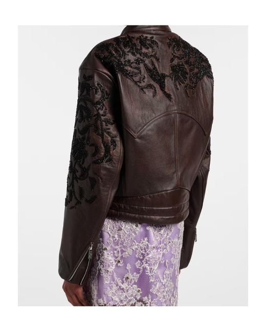 JACQUES WEI Black Beaded Leather Jacket