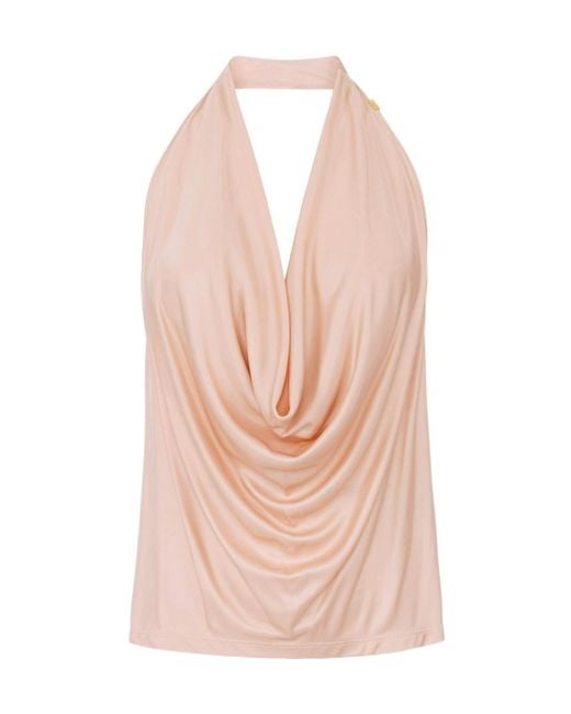 Elisabetta Franchi White Halter-Neck Draped Jersey Top