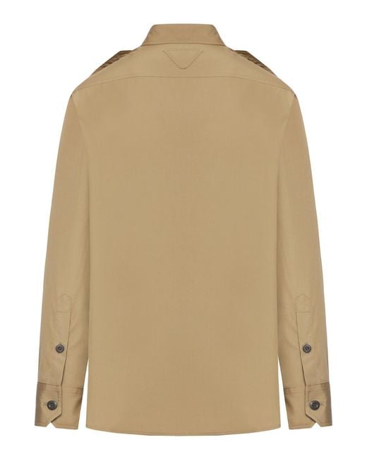 Prada Natural Long-Sleeved Button-Up Shirt