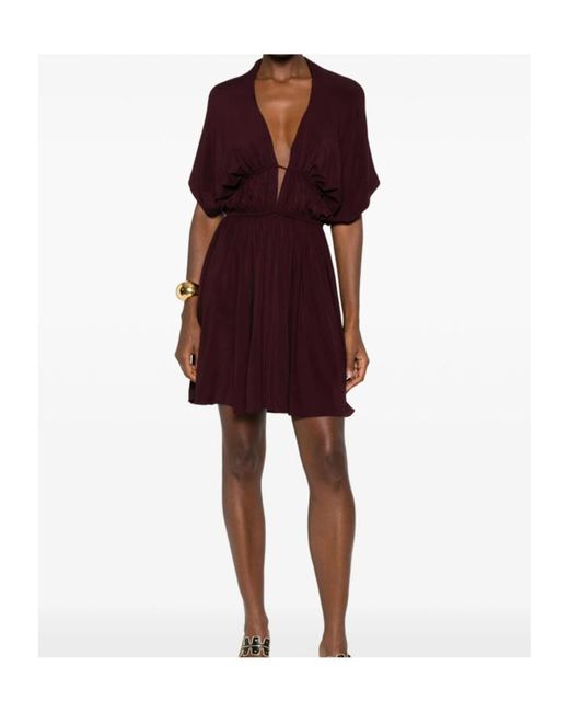 Alaïa V-Neck Gathered Day Dress