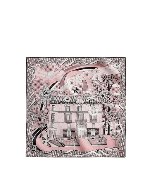 Dior Pink Avenue 70 Square Scarf