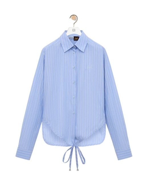 Loewe Blue Wrap-Tie Striped Shirt
