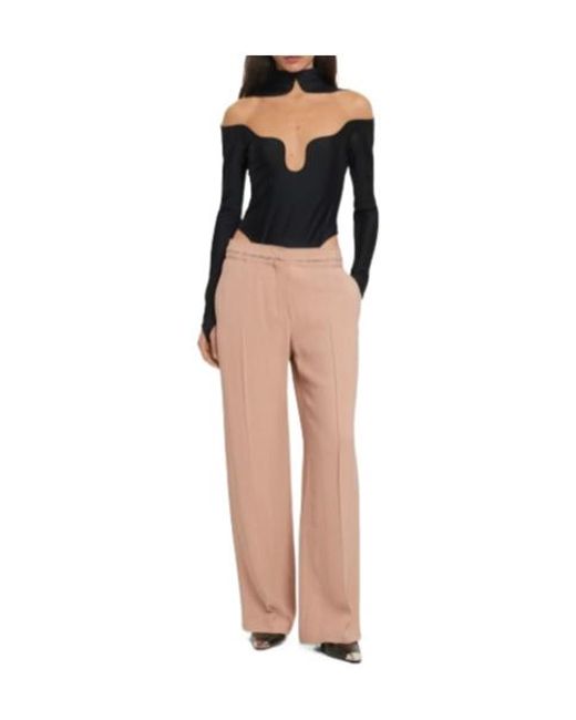 Mugler Natural Hook And Button Straight Pants