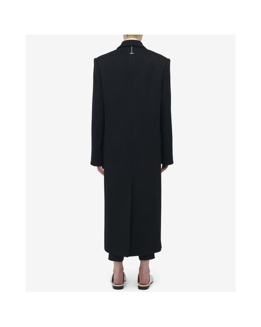 McQueen Black Double-Breasted Felt Coat