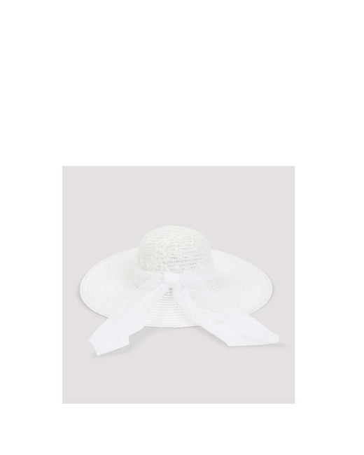 Maison Michel White Blanche Logo Plaque Sun Hat