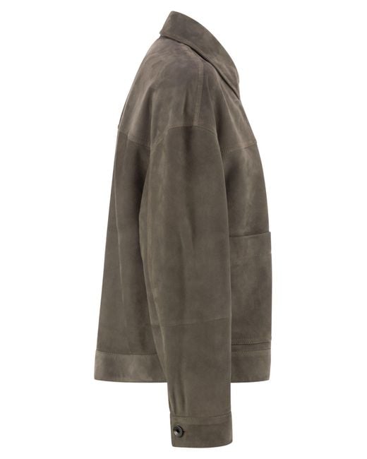 Brunello Cucinelli Brown Couture Leather Shirt Jacket