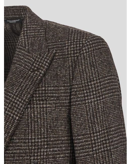 Dolce & Gabbana Black Prince Of Wales Checked Blazer for men