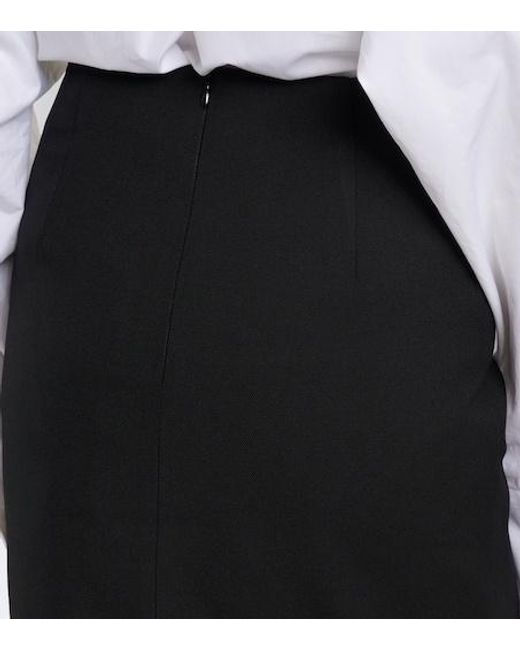 ShuShu/Tong Black Ruffled Wool And Silk Midi Skirt