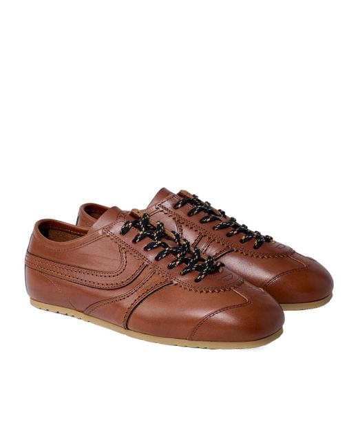 Dries Van Noten Brown Almond Toe Lace-Up Sneakers