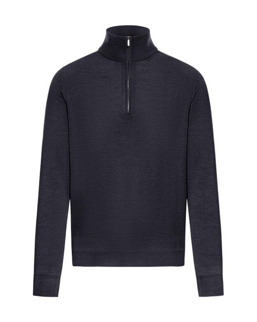 Zanone Blue Zip Slim Sweater for men