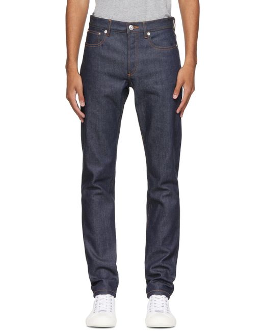 A.P.C. Blue Low-Rise Straight Leg Jeans for men