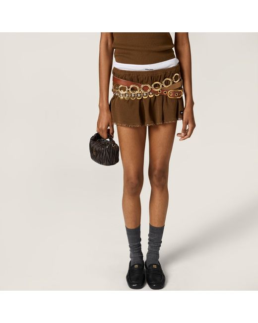 Miu Miu Brown Garment-Dyed Mini Skirt
