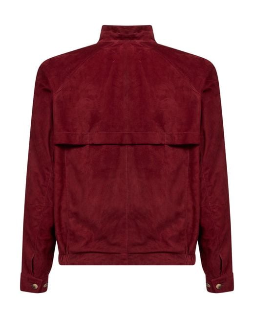 Brunello Cucinelli Red Stand Collar Unlined Jacket for men
