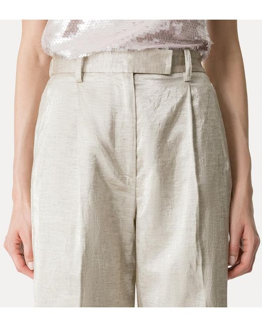 Forte_forte White Tweed Lurex Flared Pants