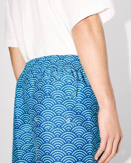 KENZO Blue Long Boardshort for men