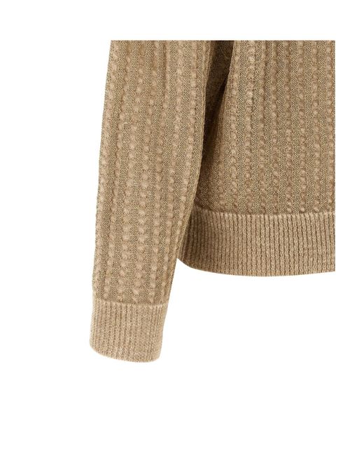 Peserico Natural Waffle Lamé Knit Cardigan