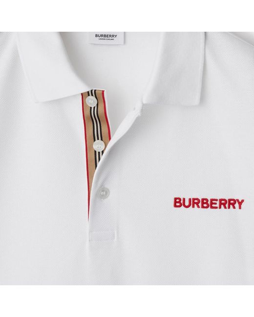 Burberry White Polo Shirt With Lapel Short Sleeve for men