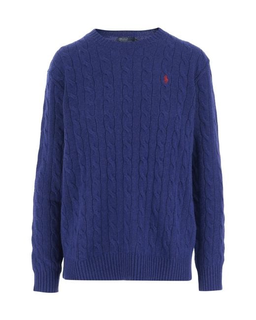Polo Ralph Lauren Blue Logo-Embroidered Crewneck Jumper