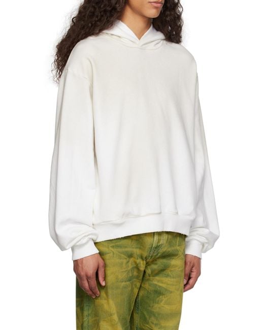 Acne White Logo Printed Long-Sleeved Hoodie for men