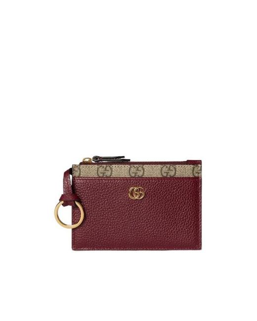 Gucci Red Bi-Color Gg Marmont Zip Key Pouch