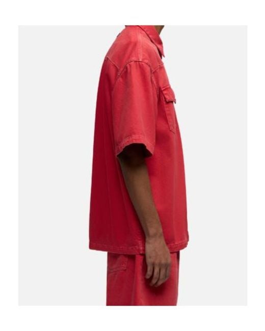 7 For All Mankind Red Logo-Patch Short-Sleeve Overshirt for men