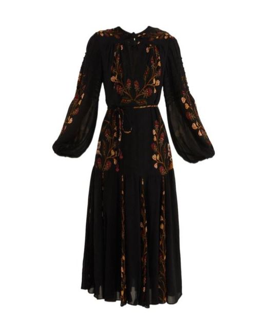 Farm Rio Black Floral Tie Maxi Dress