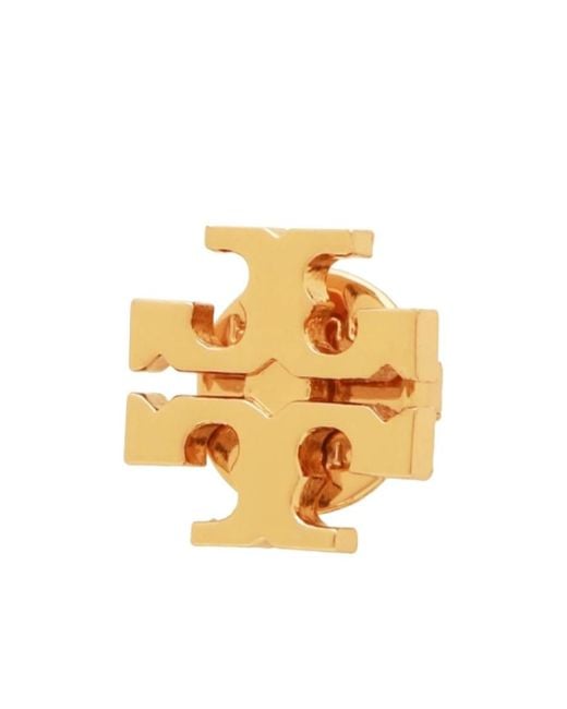 Tory Burch Metallic Double T-Motif Polished Finish Earrings