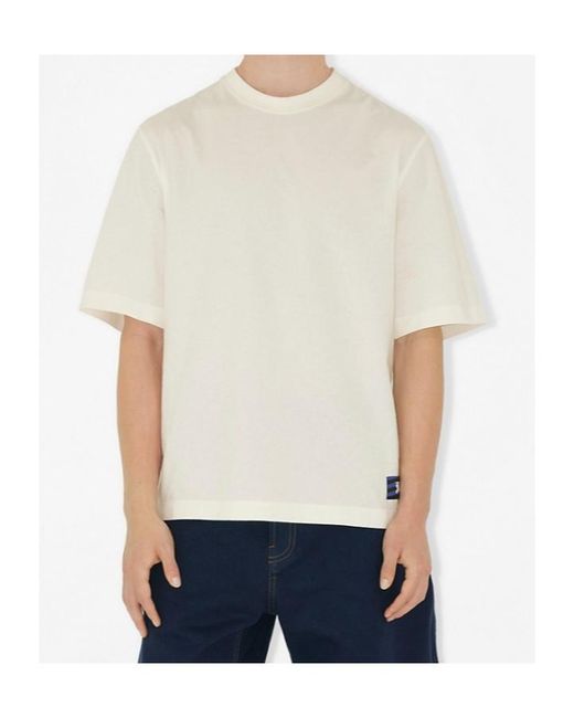 Burberry White Logo Patch Crewneck T-Shirt for men