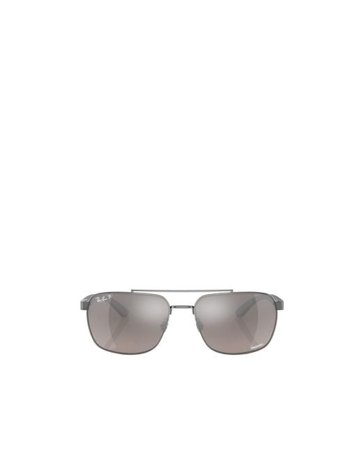 Ray-Ban White Rectangular Frame Sunglasses for men