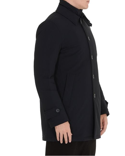 Herno Blue Buttoned Down High-Neck Coat for men