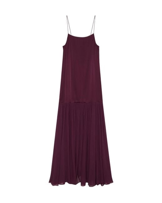 Anine Bing Purple Clementine Pleated-Skirt Maxi Dress