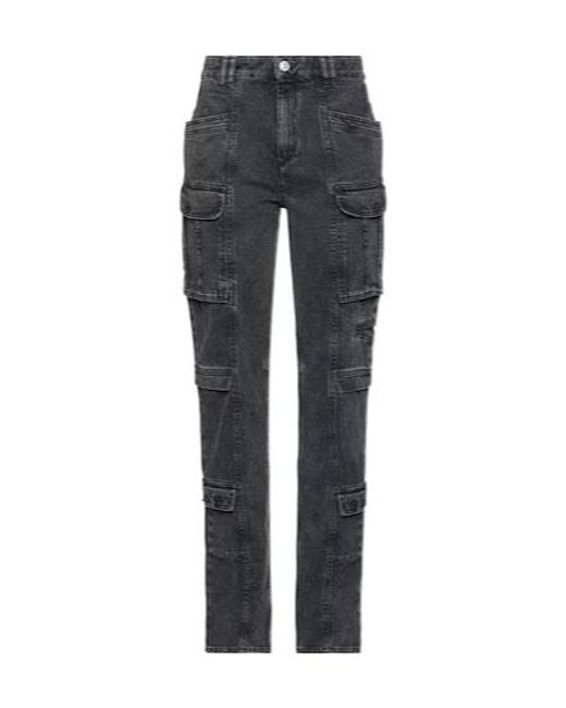 Isabel Marant Gray High-Waisted Straight-Leg Jeans