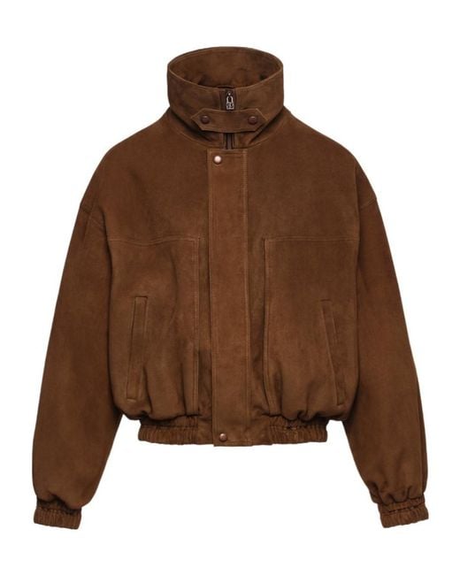 Magda Butrym Brown Elasticated-Trim Suede Jackets