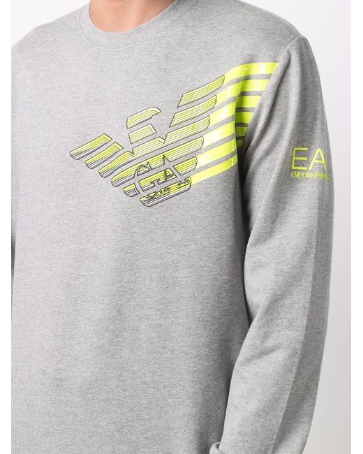 EA7 Gray Logo-Print Sweatshirt for men