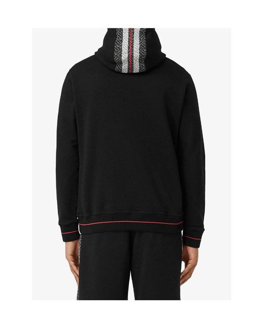Burberry Black Monogram Stripe Panel Hoodie for men