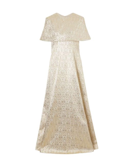 Emilia Wickstead Natural Lucretia Metallic Jacquard Gown