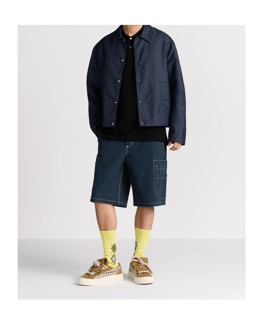 Dior Blue Homme Jacquard Button-Up Jacket for men