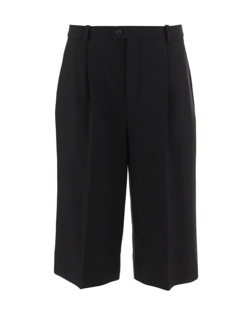 Saint Laurent Black Pleated Shorts