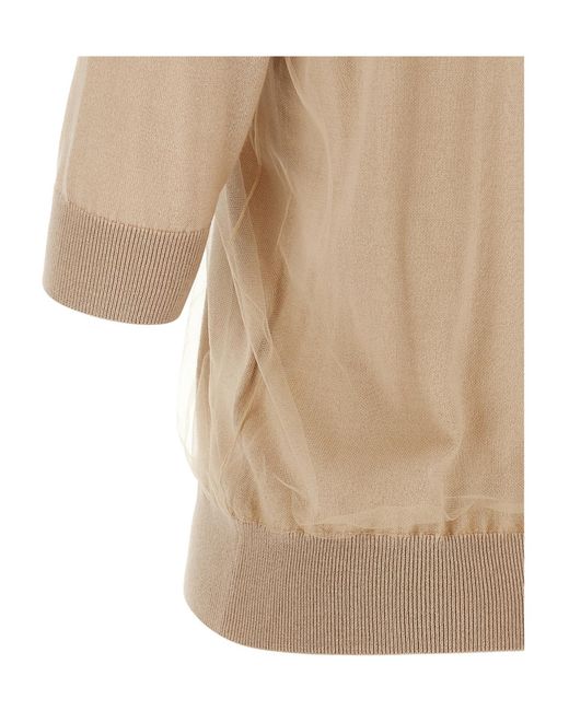 Fabiana Filippi Natural Short-Sleeved V-Neck Jumper