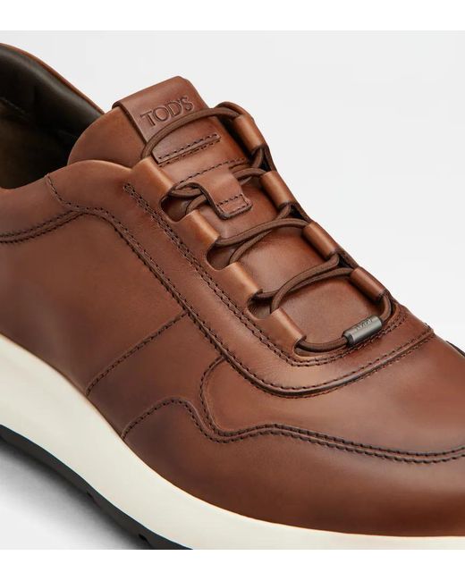 Tod's Brown Elasticated-Lace Sneakers for men