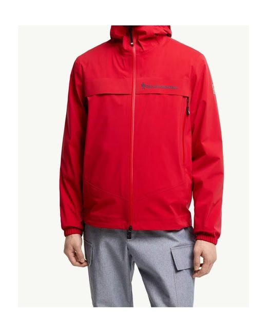 Moncler Red Grenoble Shipton Hooded Shell Jacket for men