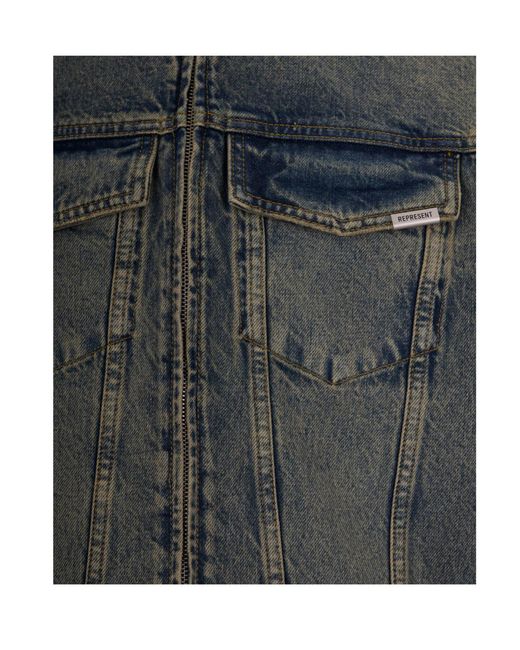 Represent Gray Long-Sleeved Denim Jacket for men